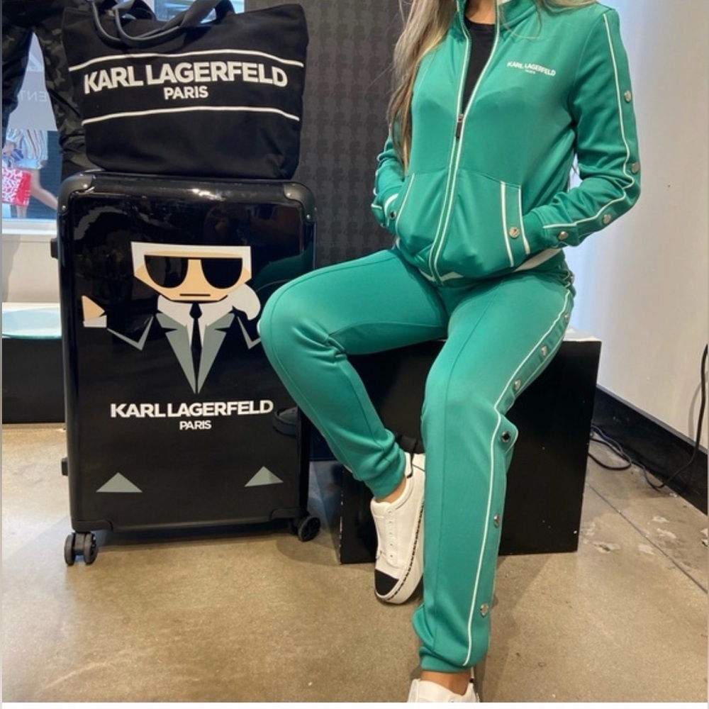 Karl Lagerfeld green tracksuit joggers size M - Picture 3 of 5